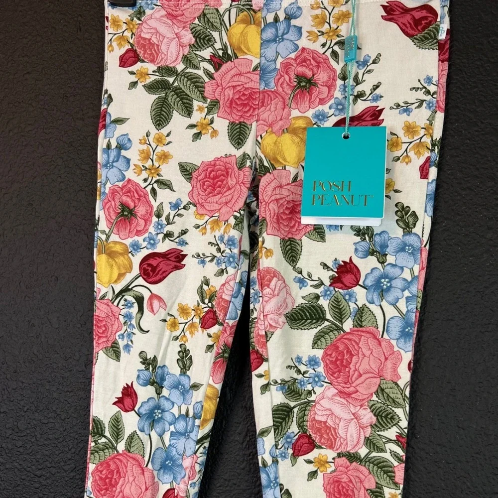 Posh Peanut Floral Leggings Girls 2T NWT Boutique Rose Print Pants Spring Easter